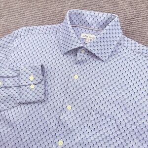Peter Millar Button Up Shirt Men's Size Medium L/S Blue Skull Crossed Clubs
